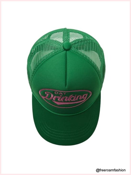Embroidered Lettering Print Truck Hat Mesh Snapback Baseball Cap main image 6
